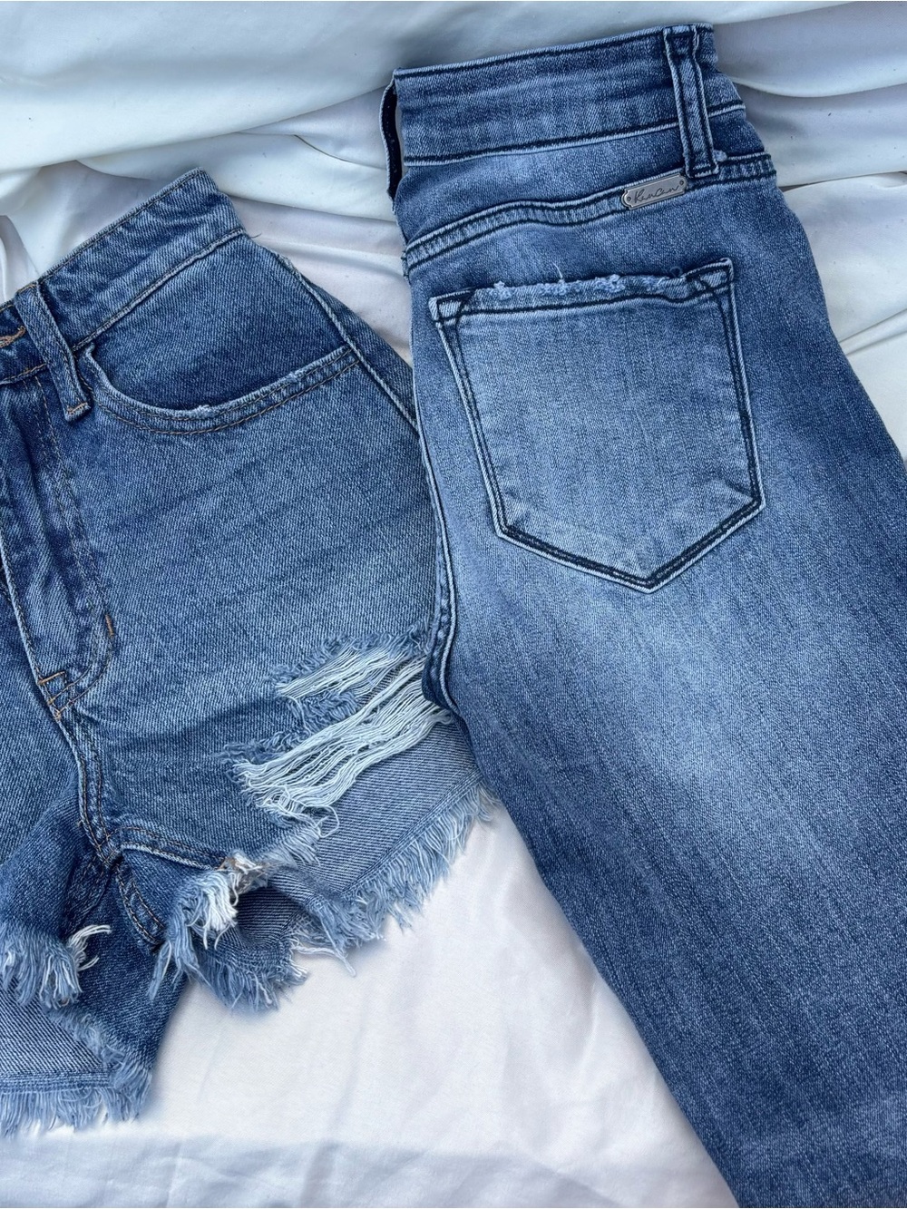 KanCan Distressed Light Blue Denim Shorts & Jeans Set